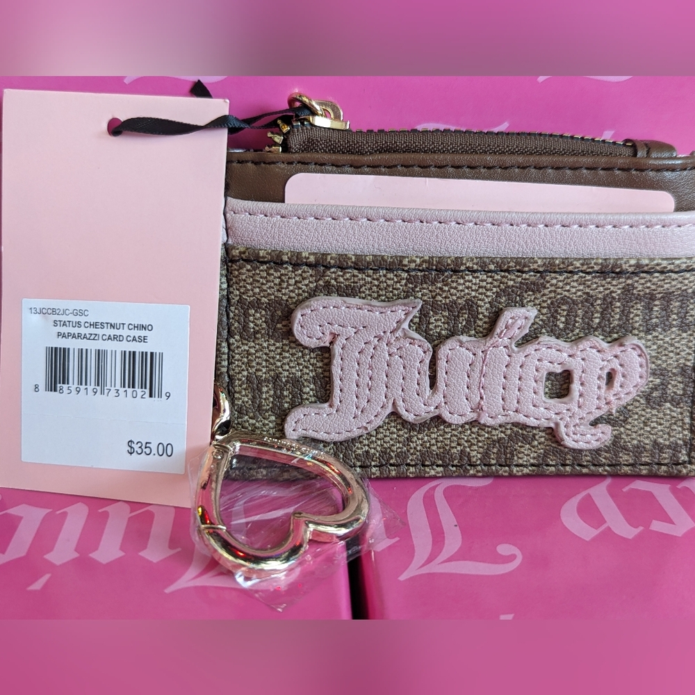 BNWT Juicy Couture Status Chestnut Chino Paparazzi Card Case